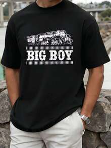 Big Boy Shirt With A Graphic Print And A Treno, Quality Fabric, Girocollo, Vestibilità Comoda, Street Hip-Hop Style. - Black - View 1