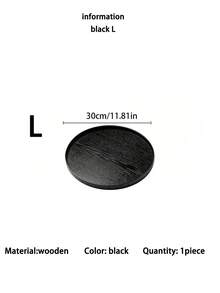 1PC/3PCS Black Wooden Rectangular Round Tray, Home Dining Plate Dessert Plate, Hotel Restaurant Coffee Plate, Tea Plate, Fruit, Sushi, Steak, Bread, Dim Sum Solid Wood Display Plate, Clear Texture Water Glass Plate - Black - View 18