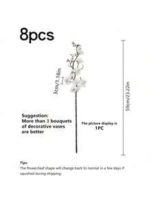 1pc/3pcs/5pcs/10pcs 23.22 Inch Bendable Artificial Silk Sakura Flower Branches With Leaves, Suitable For DIY Flower Wall, Scene Decoration, Vase Arrangement In Living Room/Bedroom, Wedding, Party, Tabletop Decor. Deciduous In Autumn/Winter - White - View 13