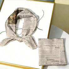 1pcs Square Scarf 35inch Retro Newspaper Print Headscarf Women Casual Fashion Headscarf Square Scarfs - 彩色 - 查看 6
