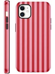 iPhone15 Handyhülle, ,, Sommer-Streifenmuster, geeignet für Frauen und Mädchen, Zwei-in-Eins-Schutzhülle, Silikonhülle, bedrucktes Design, kratzfeste Schutzhülle, weiß und grau. - Weiß 7 - Übersicht 1