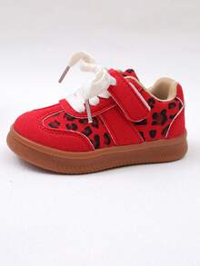 1 par de zapatos deportivos de moda rojos para niños, zapatos de niña con estampado de leopardo, ligeros y cómodos con suela blanda, adecuados para actividades escolares, viajes, deportes al aire libre, uso diario y reuniones casuales - Rojo - Ver 8
