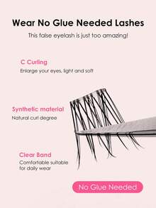 Asiteo 120pcs Self-Adhesive Thick False Eyelash Clusters, Natural Extension C-Curl Eyelash Clusters, Suitable For Party, Gift, Portable Eyelash Clusters - C - View 2