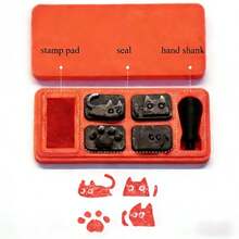1pc Cute Cat Stamp (Without Ink Pad And Storage), Cartoon Design Is An Ideal Choice For Charming Diary, Rewards, Scrapbooking, Notes, DIY - Sets - View 2