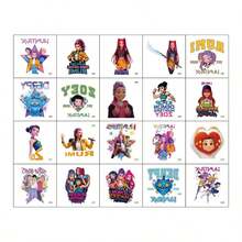 100 Sheets/5 Packs Of Tattoo Stickers, Cartoon Witch Hunter Group Stickers, Korean High-End Color Cartoon Animation Graffiti Creative Stickers ,Tattoos Temporary Tattoos(Styles Sent Randomly) - Multicolor - View 5