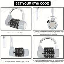 5pcs Zinc Alloy Letter Password Lock, Suitable For Cabinet, Drawer, Bicycle, Motorcycle, Student Locker - A - View 3
