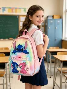 Ba lô in hình Lilo & Stitch của Disney, ba lô hoạt hình màu xanh dễ thương, phù hợp cho trường học, du lịch và sử dụng hàng ngày. - Nhiều màu - Xem 5