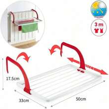 DecoDeco Tendedero para Radiador y Balcón en Blanco y Rojo, Disponible en 60x36cm y 50x33cm - rojo - Ver 4