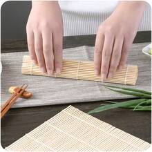 1pc 9.45x9.45 Inch Natural Bamboo Sushi Rolling Mat, Smooth Flat Surface, Easier To Roll Sushi, More Uniform Shaping, Suitable For Home Sushi Making, Kimbap, Japanese Restaurant Meal Prep, Cooking Class Teaching, Food Photography Props - View 4