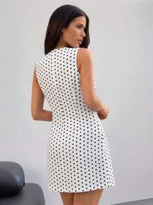 Vestido casual de con cintura anudada y lunares para mujer talla - Rosa - Ver 10