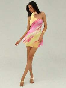 Vestido mini de moda de unicolor sin mangas para mujer - Multicolor - Ver 5