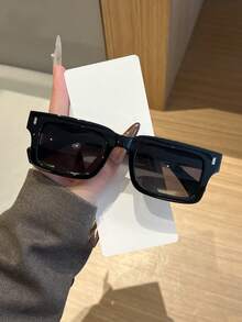 1pc Men's Retro Casual Square Black Fashion Glasses, Suitable For Daily Wear And Street Photography - Multicolor - View 8