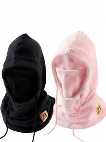 1 pieza/2pcs Gorro de invierno unisex cálido y a prueba de viento, gorro de forro polar para exteriores, gorro con cordón a prueba de viento, con etiqueta de costura con letra, cubierta de cabeza a prueba de viento, adecuado para ciclismo de montaña, gorro con máscara facial para motocicleta, gorro bufanda todo en uno a prueba de frío, esencial para andar en motocicleta - Multicolor - Ver 24