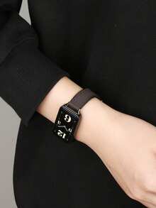 智慧手錶錶帶 | 相容於 Fit3, Fit3 Pro, Fit4, Fit4 Pro | 女款復古方形扣錶帶 | 奢華時尚替換錶帶 - 棕色 - 查看 5