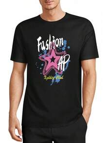 Playera Unisex-estética Neón Vibrante Moda Manga Corta - Negro - Ver 4