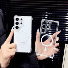 四角防摔 PC 手機保護殼，相容 Galaxy S26Ultra S25Ultra A37 A57 A55 A56 S25FE A06 A15 A16 / A17 / A26 / A35 / A36 / A25 / A26 / A27 / A54，亦相容 S23 / S23 FE / S24 FE / S25 機型，亮麗壓克力材質手機保護殼，防摔手機殼，手機配件，夏季 - 白色 - 查看 8