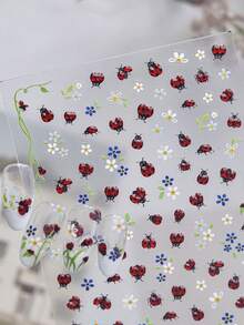 1 pieza Pegatinas de arte de uñas con flores y insectos de colores, accesorios de uñas 5D lindos, pegatinas de uñas hechas a mano, decoraciones de uñas, mejores productos de uñas para niñas y mujeres, arte de uñas Y2K, pegatinas de uñas de verano, estético - Multicolor - Ver 5
