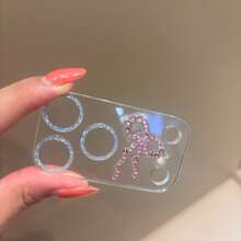 Sparkling Crystal Bowknot Base Camera Lens Film, With Shiny Lens Frame, Suitable For IPhone 17 Pro Max/17 Pro - Pink - View 6