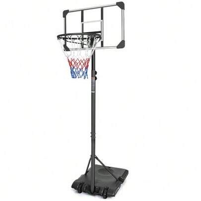 Portable Basketball Hoop, Height Adjustable From 170 -- 213 Cm, With Wheels, Suitable For Indoor And Outdoor Use, For Teenagers And Adults.