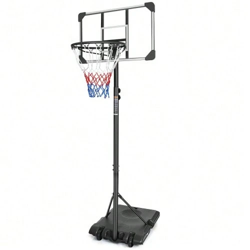 Portable Basketball Hoop, Height Adjustable From 170 -- 213 Cm, With Wheels, Suitable For Indoor And Outdoor Use, For Teenagers And Adults. - Hitam - View 1