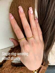 1pc Gold-Tone Alloy New Arrival French Exquisite Luxury Elegant Sweet Niche Design Rhinestone Adjustable Open Ring, Suitable For Women Daily, Date, Party Wear, Birthday Gift - Multicolor - View 4
