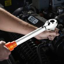 Click Torque Wrench Set, 3/8 Inch Drive, 5-60 N.M / 3.7-44.3 Lbf.Ft, Dual-Direction, 72-Tooth, ±3% High Precision, With Sockets, Bits, Extension Bar, Spark Plug Sockets, Adapter, Orange - 3/8 Inch - View 9