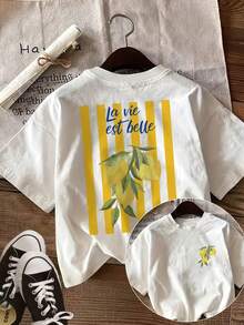 Graphic Print T-Shirt, Casual Short-Sleeved Top With Round Neck, Suitable For Summer And Spring Wear, Women's Tops. - White - View 2