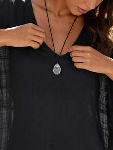 Yumfeel Natural Transparent Crystal Pendant Necklace Unisex - Asymmetrical Water Drop Pendant, Hand Woven. Bohemian Summer Beach Style. Suitable For Daily Wear. Perfect Gift - White - View 11