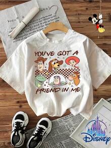 Disney A "Toy Story Collection" Printed T-Shirt, Super Cartoon T-Shirt, Lovers' Street T-Shirt, Cartoon T-Shirt, Men's Retro T-Shirt, 100% Pure Cotton Men's Wear, Unisex Graphic T-Shirt, Y2k Clothes, Cartoon Shirt, Casual And Comfortable Shirt, Men's Retro T-Shirt, 100% Pure Cotton Men's Wear, Unisex Graphic T-Shirt. - 白色 - 查看 1