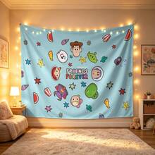 Disney Pixar Toy Story Tapestry With All-Over Cute Chibi Character Icons, Snacks, Stars And "Friends Forever" Themed Print No-Hole Backdrop, Perfect For Parties, Camping, Home Decor, Scene Setup And Gathering Displays - 0 - View 6