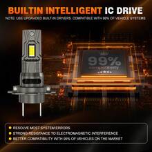 HYNBYZJ 2入 H7 H4 H1 LED大燈 200W 120000LM 超亮 9003 HB2 聚光燈汽車燈泡 H7 LED Canbus 車燈 6000K 12V 24V - A - 查看 7