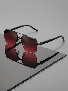 Unisex Business Casual Style Double Bridge Glasses, Suitable For Daily Wear, Commuting, Travel And Driving - Multicolor - View 7