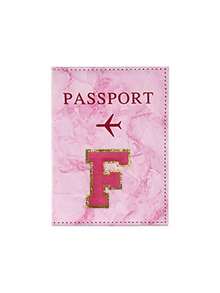 1pc Passport Cover With Rose Red Towel Embroidery And A-Z Letter Print, Unisex RFID Vintage Business Passport Holder, Multifunctional Travel Organizer Pouch, Travel Accessories, Travel Wallet, Passport Case, Beach Holiday Bag, Summer - Pink - View 20