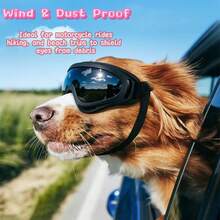 Adjustable Dog Goggles For Small, Medium & Large Breeds - Windproof & UV Protection Pet Sunglasses With Double Straps - Black - View 7