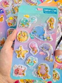 Stickers Fun 3D Shaker Stickers: Glitter-Filled Sweet Treats, Animals & Rainbow Designs For Kids' Crafts - Multicolor - View 12