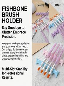 Silicone Fish Bone Pen Holder, Non-Slip Multi-Functional Nail Art Tool Storage - Multicolor - View 5