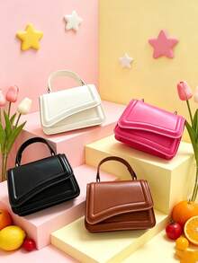 1 pieza Este bolso cuadrado de unicolor, con un aspecto dulce y elegante, presenta un diseño único adecuado para diversas ocasiones. Versátil y polivalente, es perfecto para actividades al aire libre, juegos, ir y venir, y talla grande, convirtiéndolo en un regalo perfecto para adolescentes. - Multicolor - Ver 1