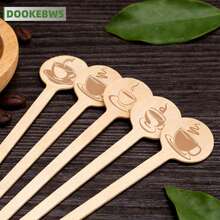 50pcs Disposable Wooden Coffee Stirrers, Various Coffee Pattern Styles, Kitchen Accessories Suitable For Coffee, Milk Tea, Hot Drinks, Cafes, Tea Houses, Kitchens, Parties, Gatherings, Afternoon Tea - Multicolor - View 4