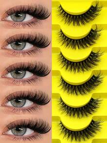 GROINNEYA 7 Pairs Medusa Eyelashes, Fluffy Soft Faux Mink Natural Extension Style False Eyelashes, Dense Cat Eye Eyelashes, Soft Band Full Strip Eyelashes, Luxurious Dramatic Eyelashes, Perfect For Girls - Black - View 6