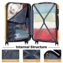 YONSLY 16 Inch Suitcase With Detachable Wheels 360° Combination Lock Double Zipper Soft Rubber Handle Trolley Travel Suitcase For Vacation - 橘色 - 查看 7