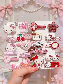 Sanrio 10件組可愛髮夾套組，女孩用多功能髮飾，親膚粉色髮飾套組，情人節理想禮物，日系卡通髮飾與側夾，美感設計 - 髮夾 - 查看 6