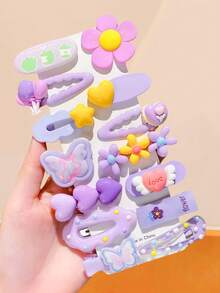 14pcs/Set Pinces à frange mignonnes de dessin animé, combinaison de couleurs fraîches de ton jaune avec des éléments de chat, ours en peluche, fleurs, couleurs vives et douces, convenant pour les chignons, les couettes ou les coiffures décontractées - Pour les femmes et les filles, convenant pour le quotidien, les rendez-vous, l'école, les vacances, la plage, les fêtes, les vacances, les cadeaux, la saison des remises de diplômes, barrettes à cheveux, pinces à cheveux - Multicolore - Voir 5