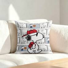 Miniso Funda de almohada con diseño de Snoopy de Peanuts jugando baloncesto, funda de cojín retro deportivo para sofá, dormitorio, sala de estar y decoración del hogar - Color - Ver 2