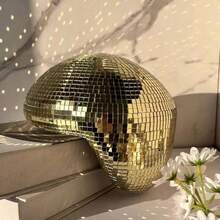 Melting Style Disco Ball Ornament, Asymmetric Mosaic Mirror Disco Ball Sculpture, Silver Pink Green Multicolor Reflective Desktop Decor, Qixi Festival Gift, Retro Luxury Room Decoration Home Bar Party Wedding Tabletop Decor Gift - Multicolor - View 5