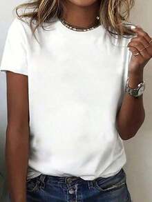 Unisex Size. Women's Short-Sleeved T-Shirt With Round Neck And Cartoon Print, Graphic Tee, Suitable For Summer, Autumn And Winter Looks. - 白色 2 - 查看 5