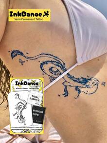 1 Set "Spirit Of The Sky Dragon - Sketch Version" New Technology Tattoo Stickers, Temporary Tattoo, Semi-Permanent, Fake Tattoo, Waterproof & Long-Lasting, Realistic Design, Monarch's Roar, Plant-Based Formula, Holiday Gift Body Art D270 - Black - View 1