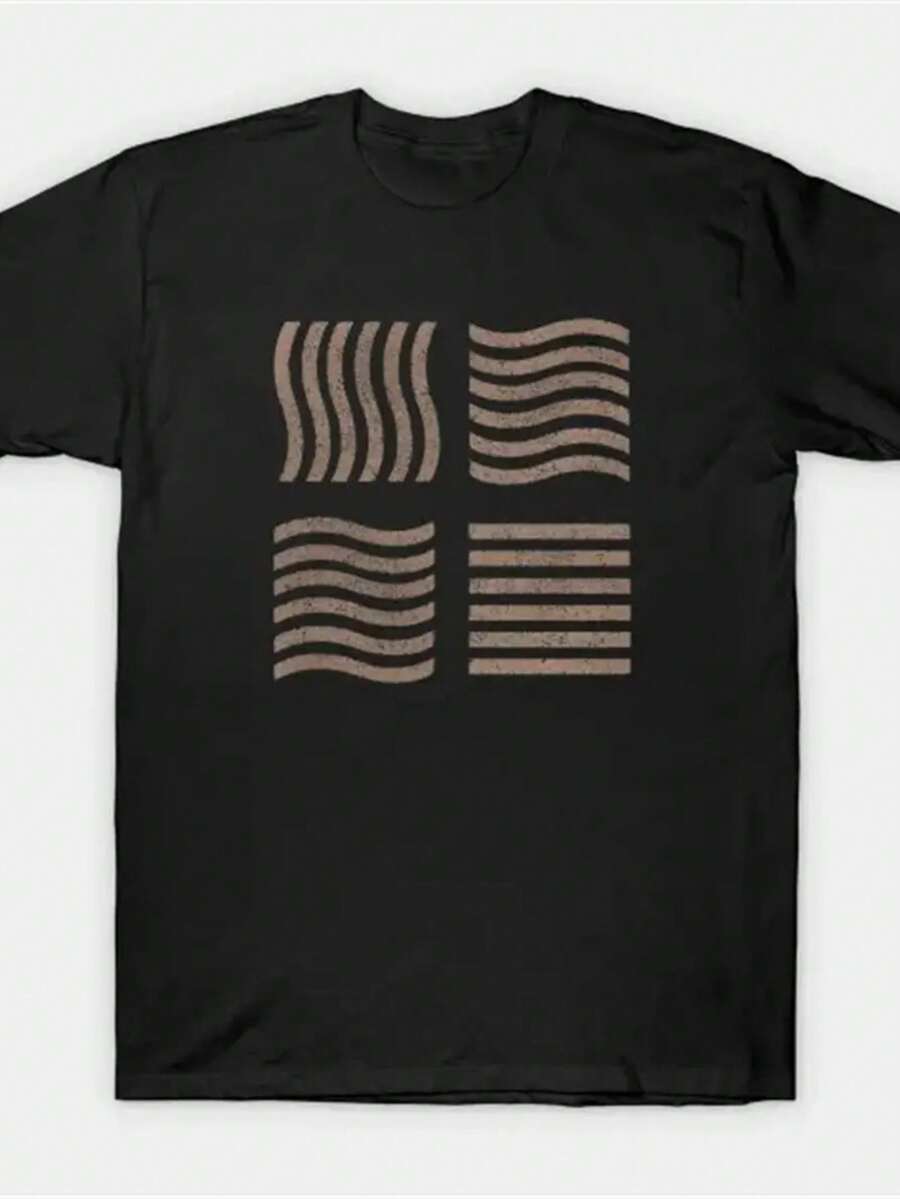 Camiseta de manga corta para hombre con diseño retro de la Quinta Dimensión y mini piedras - Negro - Ver 1