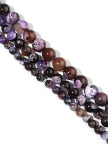 6/8/10mm Purple Coffee Fire Agate Natural Stone Onyx Round Loose Spacer Beads For Making DIY Bracelets Necklaces Friendship Gift Jewelry - Multicolor - View 4