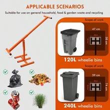 100kg Force Wheelie Bin Compactor Steel Alloy Manual Waste Press Tool Fit 120L-240L Outdoor Rubbish Bin Household Garden Waste Compressing Equipment - Orange - View 4