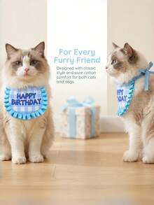 1 Set Pet Birthday Hat And Bib, Cute Birthday Decorations Suitable For Cats And Dogs, Beloved Pet Birthday Gift - Multicolor - View 13